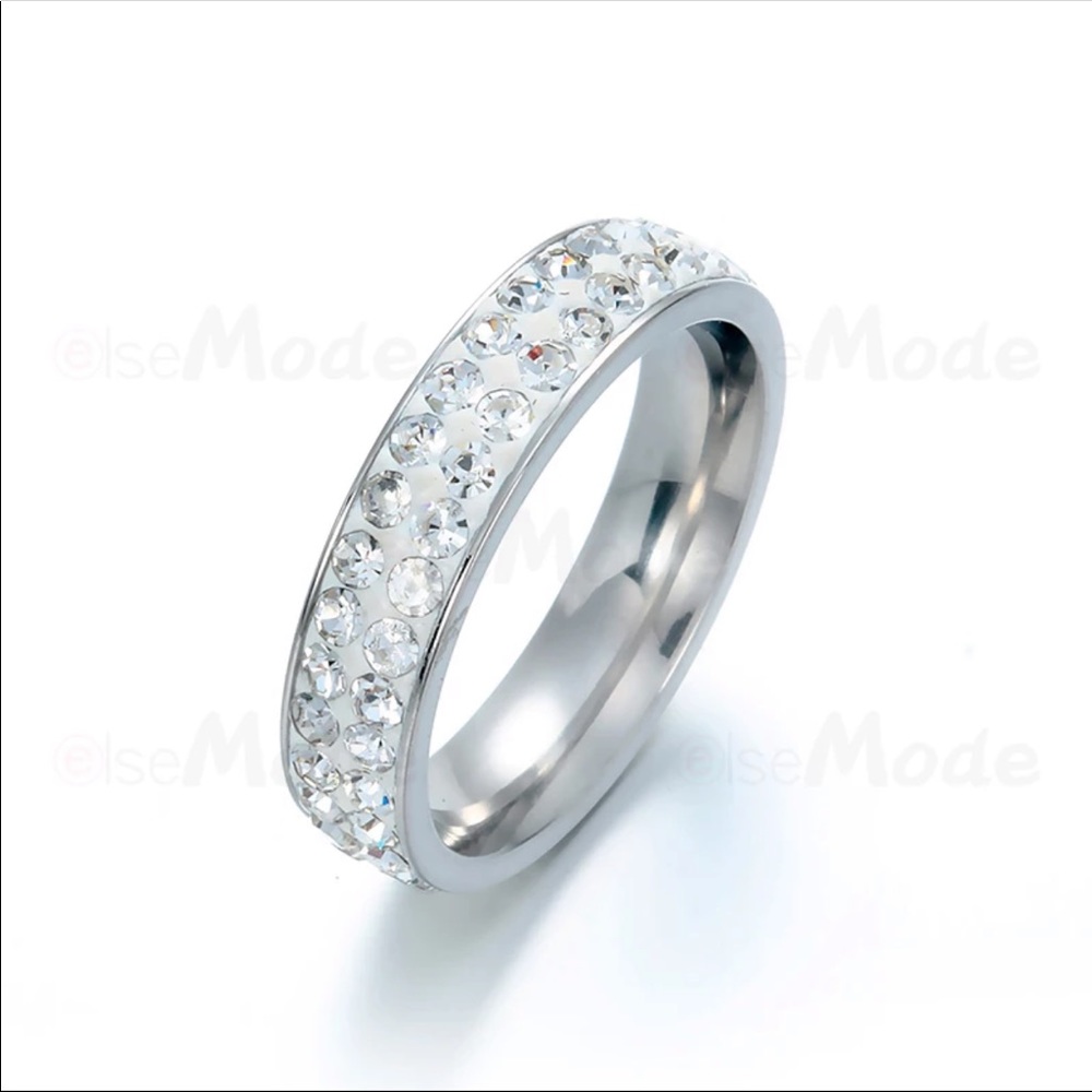 New ELSEMODE Two Row Crystal Shine Band Ring - Picture 5 of 5